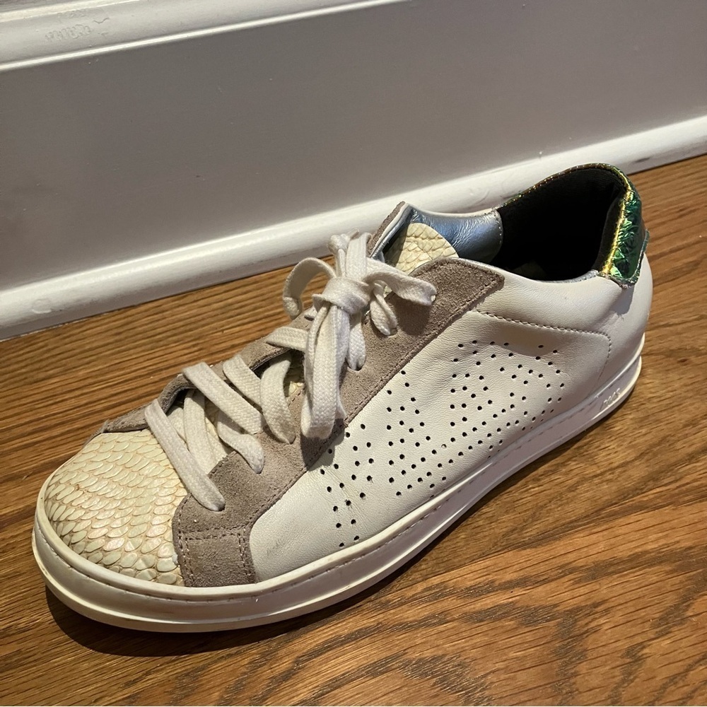 P448 White Leather John Sneaker Snakeskin 
& Holographic Details (36)